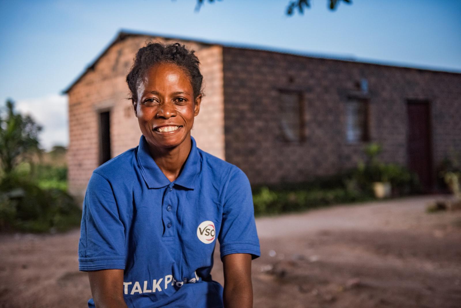 Zambian community health volunteer with a disability. 