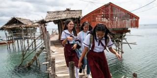 Schoolgirls visiting an ecotourism site