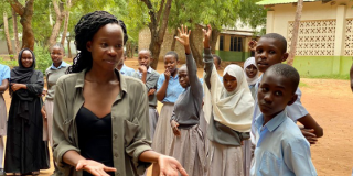 Lucy Asewe with children