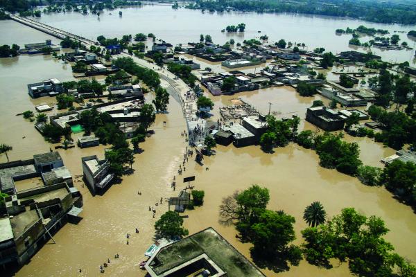 Aerial shot of flooding in Pakistan