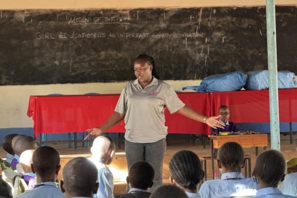 Timina in the classroom.