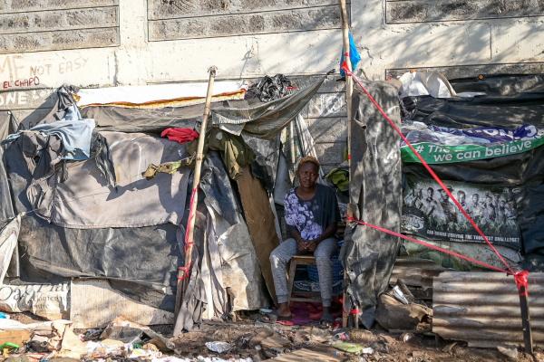 Waste picker Vanessa, outside her home