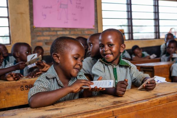 Children learn letters while playing